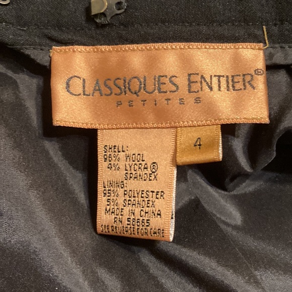 Classiques Entier Vintage Black Wool Pencil Skirt, Side Slit - Picture 6 of 6